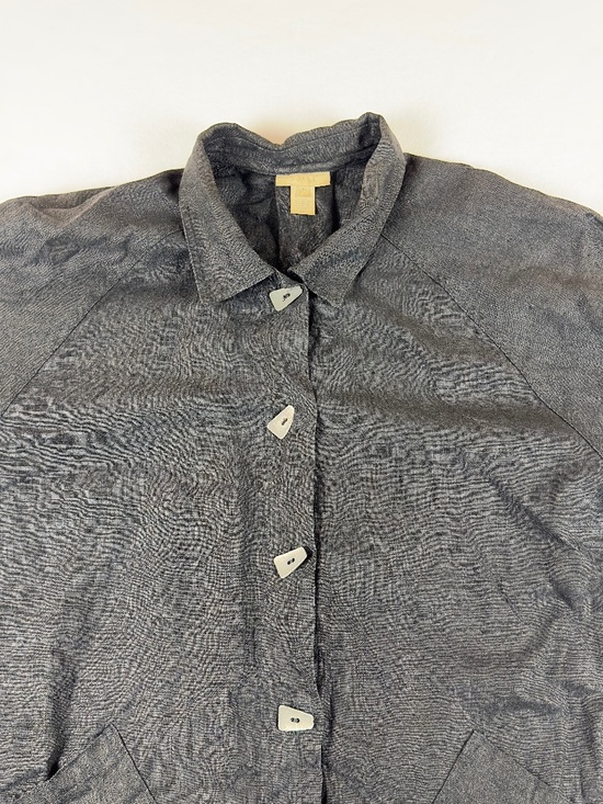 J. Jill Jackets & Blazers - J. Jill Women's Black Button Front Lagenlook Linen Jacket Size XL